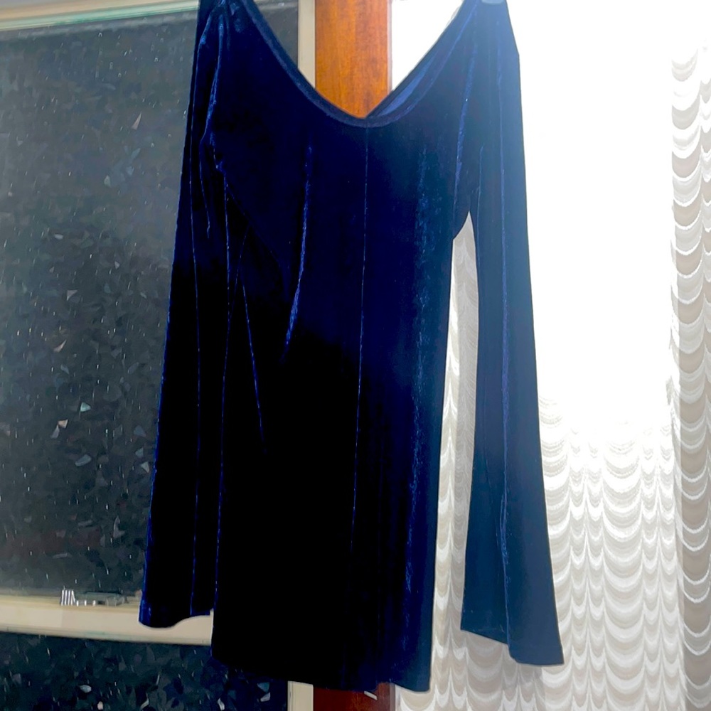Velvet style blue cocktail style dress